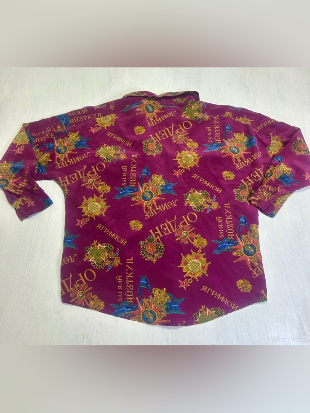 90s Silk Baroque Blouse Linda Allard For  Ellen Tracy Magenta Gold Rich Mom 14 - Picture 3 of 11
